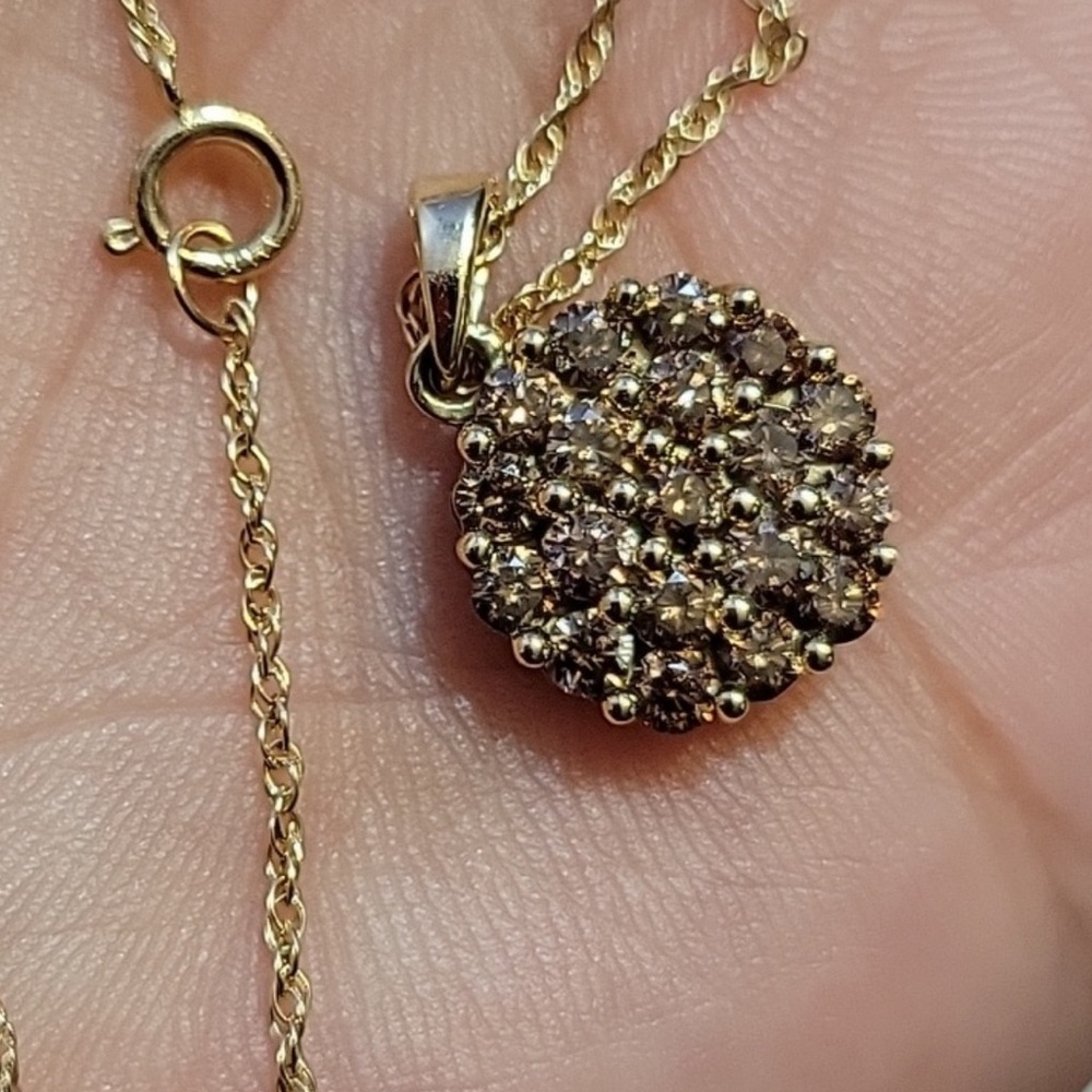 14K Gold Natural Chocolate Diamond Necklace - Picture 2 of 9